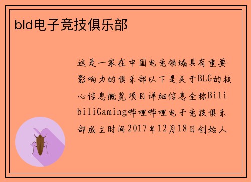 bld电子竞技俱乐部