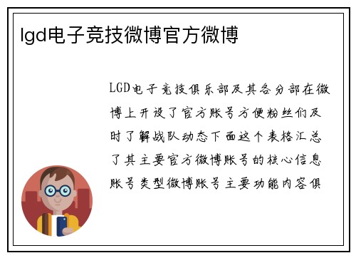 lgd电子竞技微博官方微博